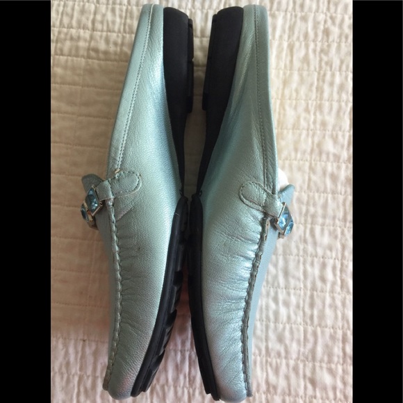 Stuart Weitzman aqua leather slides - Picture 2 of 5